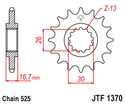 JT SPROCKETS gear wheel JTF1370.16 (206816jt)
